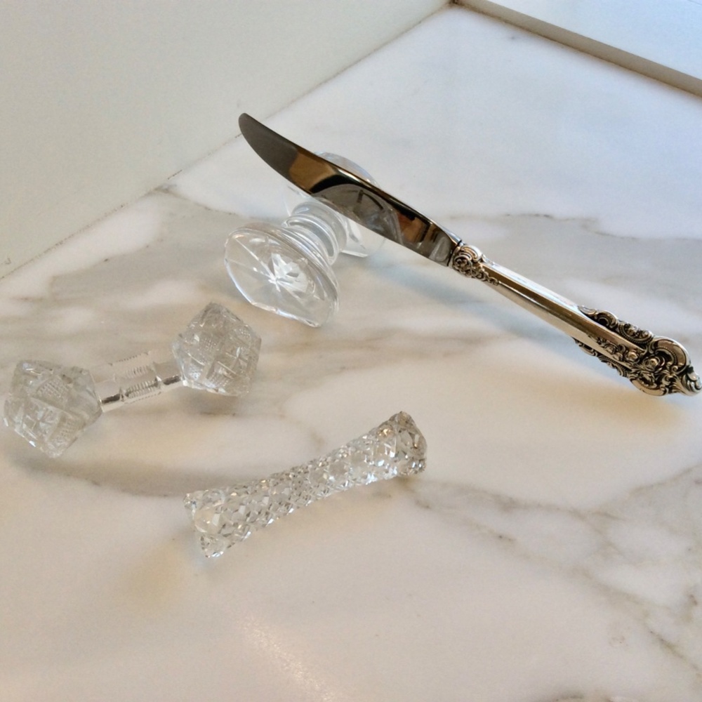 Cut crystal KNIFE RESTS - 3 available -  Vintage